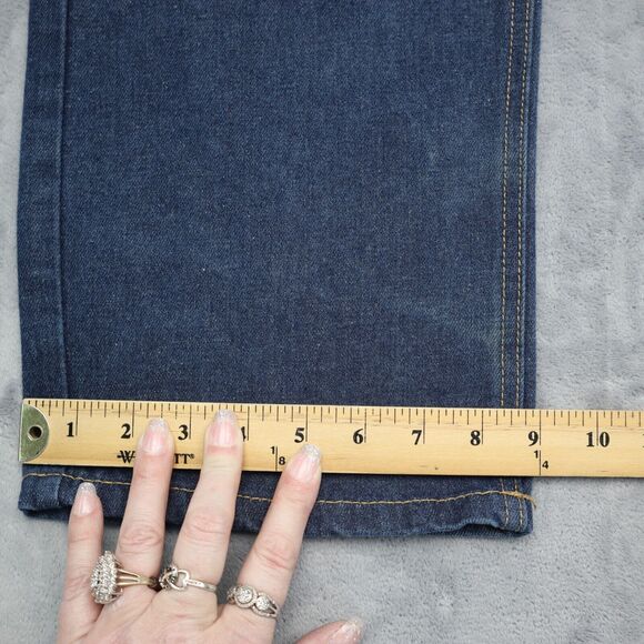 Code One Pants Mens 38 Blue Denim High Waist Flat Front Straight Leg Jeans - Picture 7 of 16